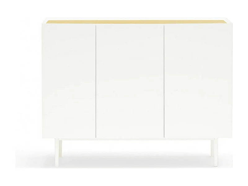 Arista - Buffet en bois 3 portes 3 tiroirs L110cm : Couleur - Blanc