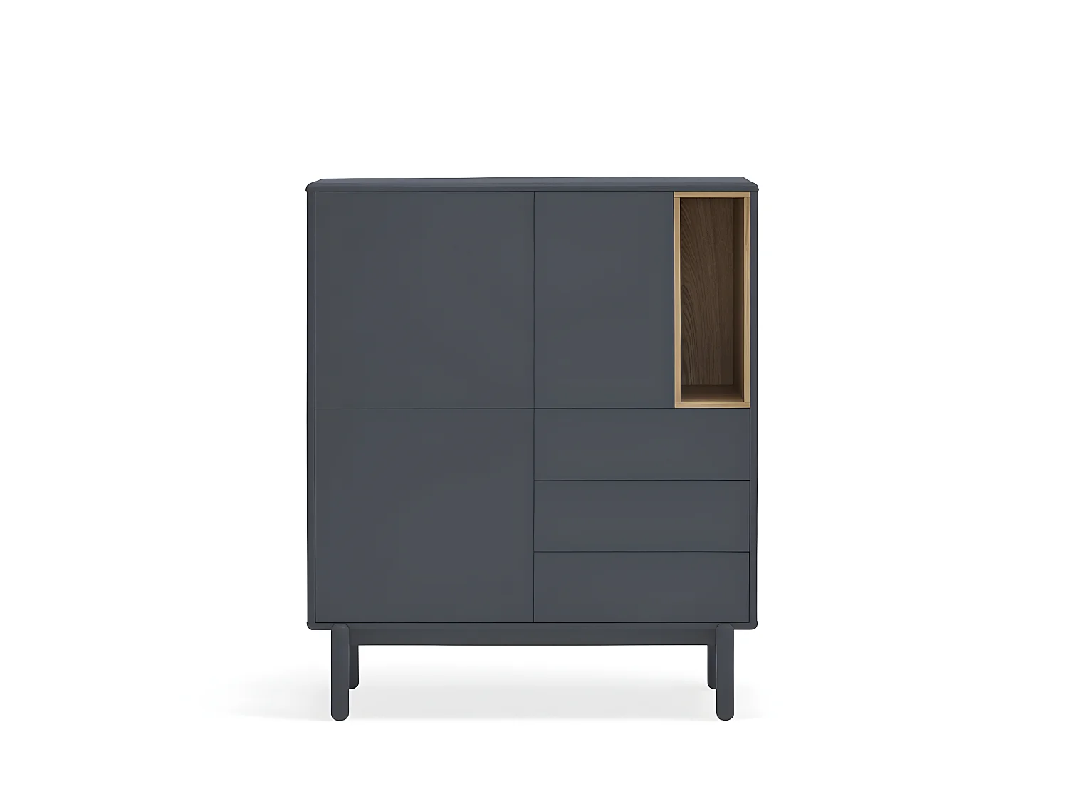Corvo - Buffet haut 3 portes 3 tiroirs en bois L100cm : Couleur - Gris anthracite