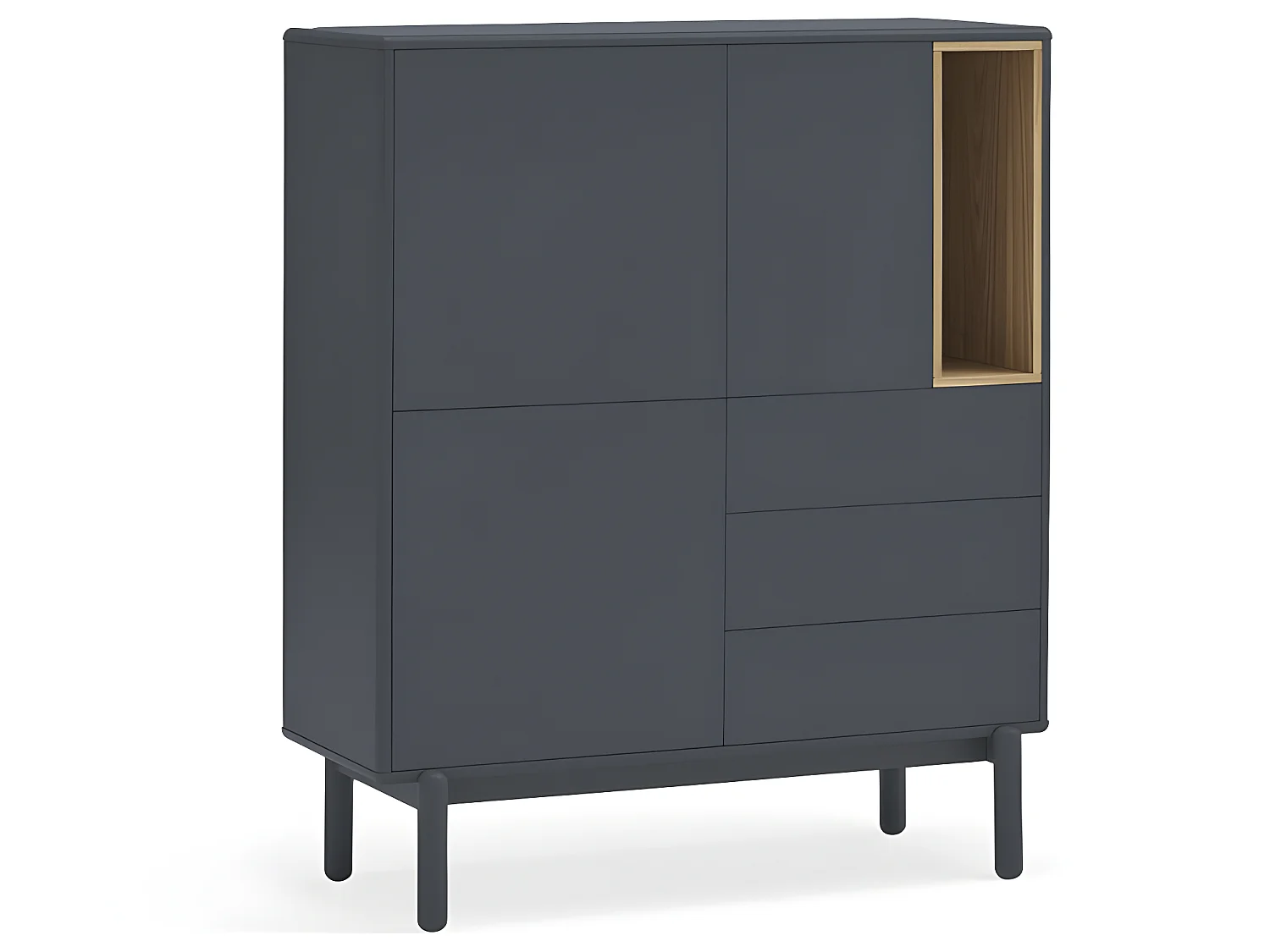 Corvo - Buffet haut 3 portes 3 tiroirs en bois L100cm : Couleur - Gris anthracite