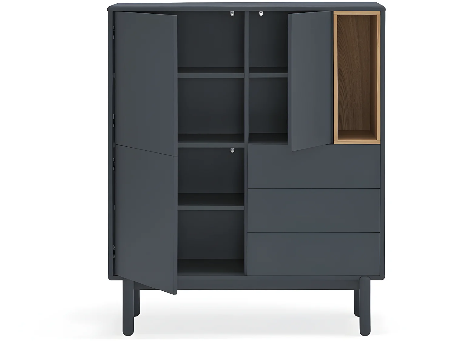 Corvo - Buffet haut 3 portes 3 tiroirs en bois L100cm : Couleur - Gris anthracite