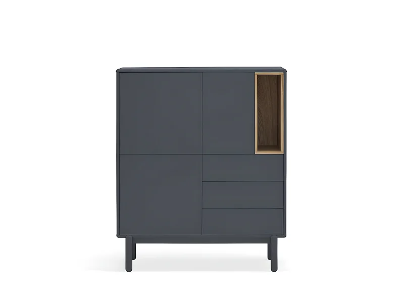 Corvo - Buffet haut 3 portes 3 tiroirs en bois L100cm : Couleur - Gris anthracite