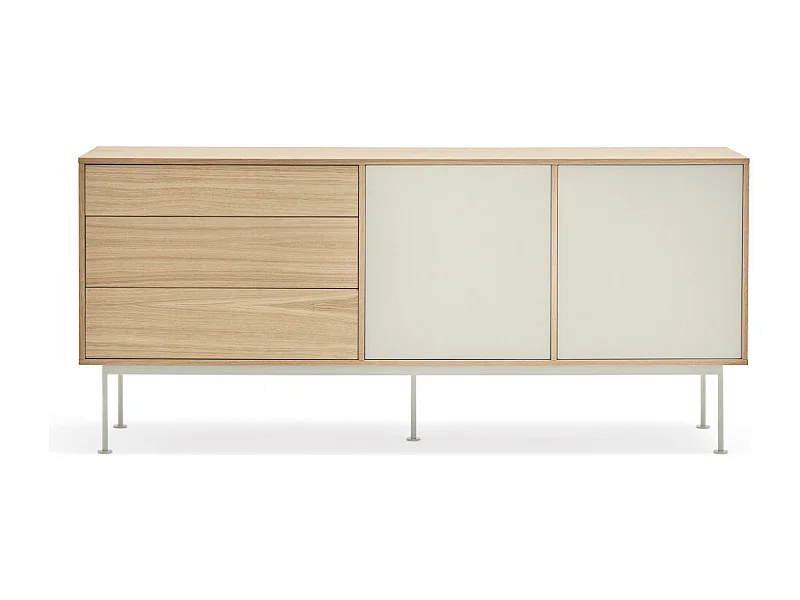 Yoko - Buffet 2 portes 3 tiroirs en bois L180cm : Couleur - Blanc