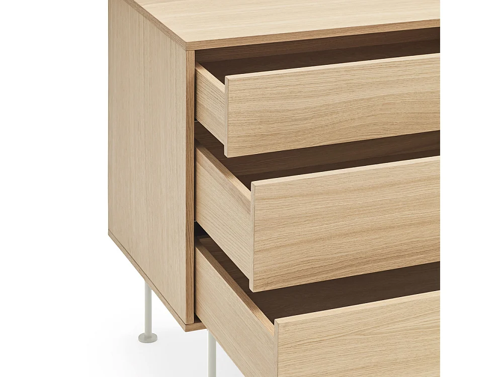 Yoko - Buffet 2 portes 3 tiroirs en bois L180cm : Couleur - Blanc