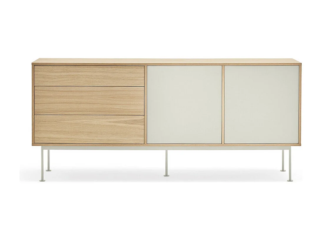 Yoko - Buffet 2 portes 3 tiroirs en bois L180cm : Couleur - Blanc