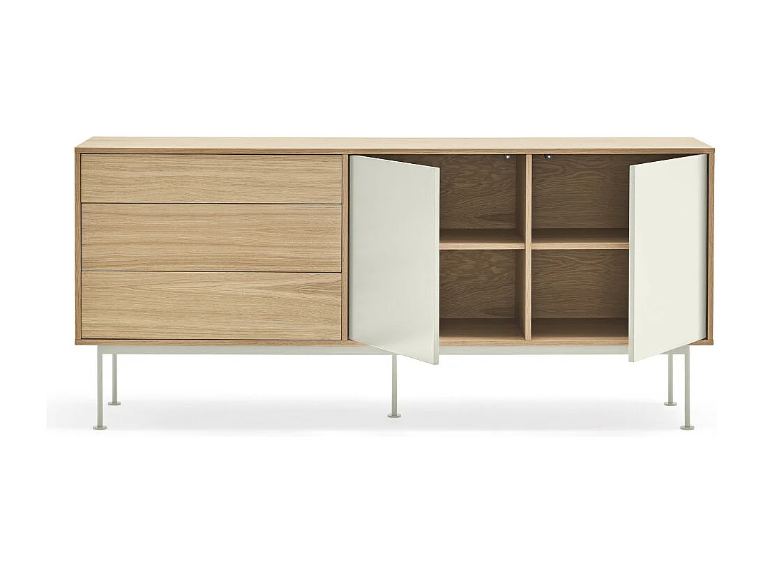 Yoko - Buffet 2 portes 3 tiroirs en bois L180cm : Couleur - Blanc