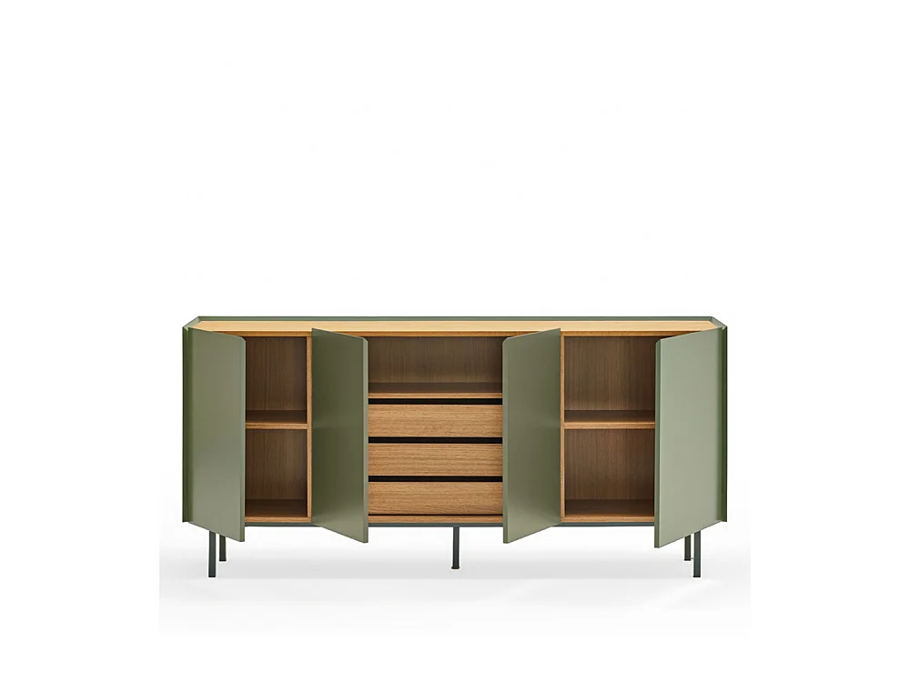 Arista - Buffet en bois 4 portes 3 tiroirs L165cm : Couleur - Vert amande