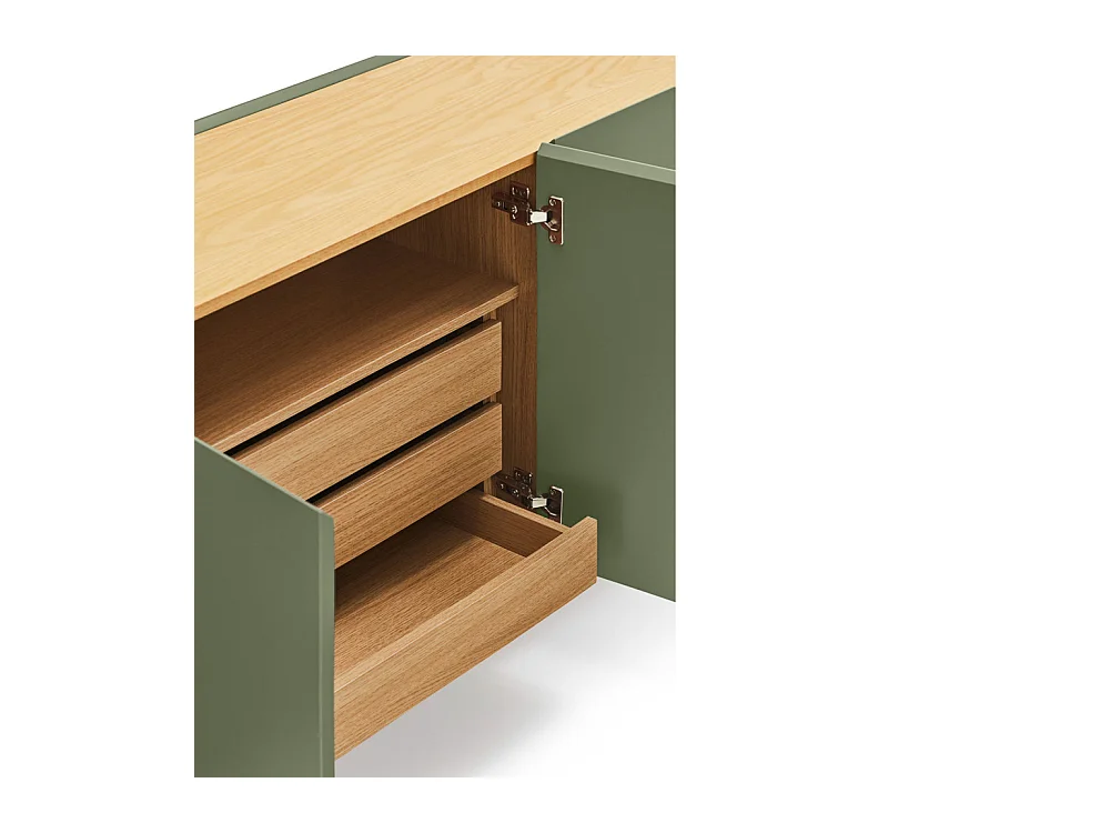 Arista - Buffet en bois 4 portes 3 tiroirs L165cm : Couleur - Vert amande