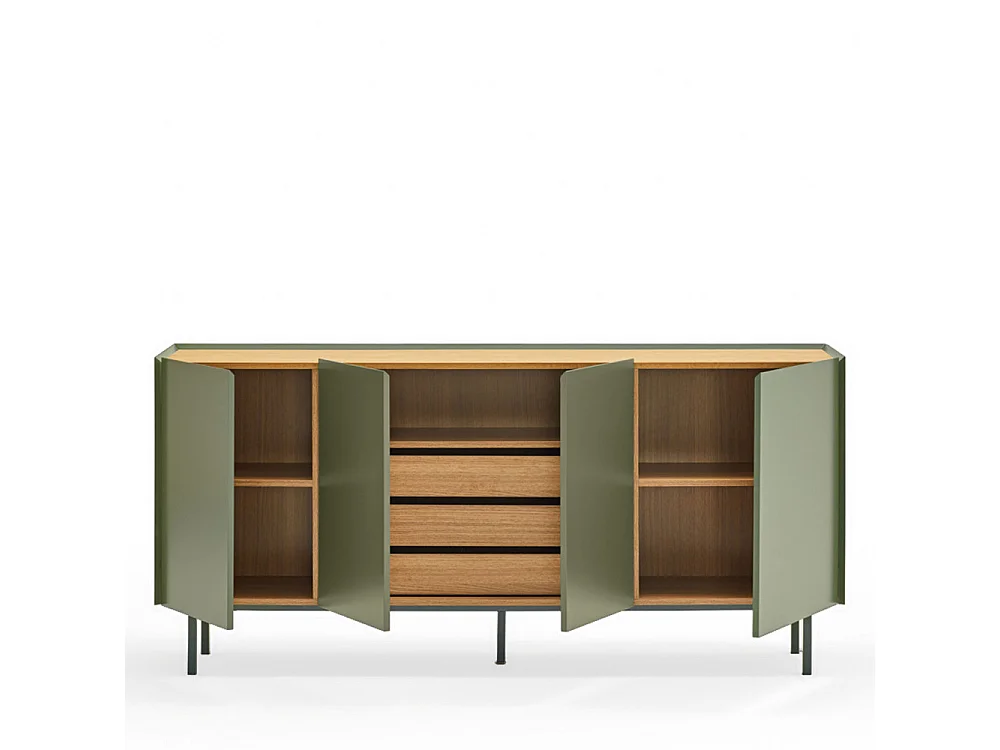 Arista - Buffet en bois 4 portes 3 tiroirs L165cm : Couleur - Vert amande