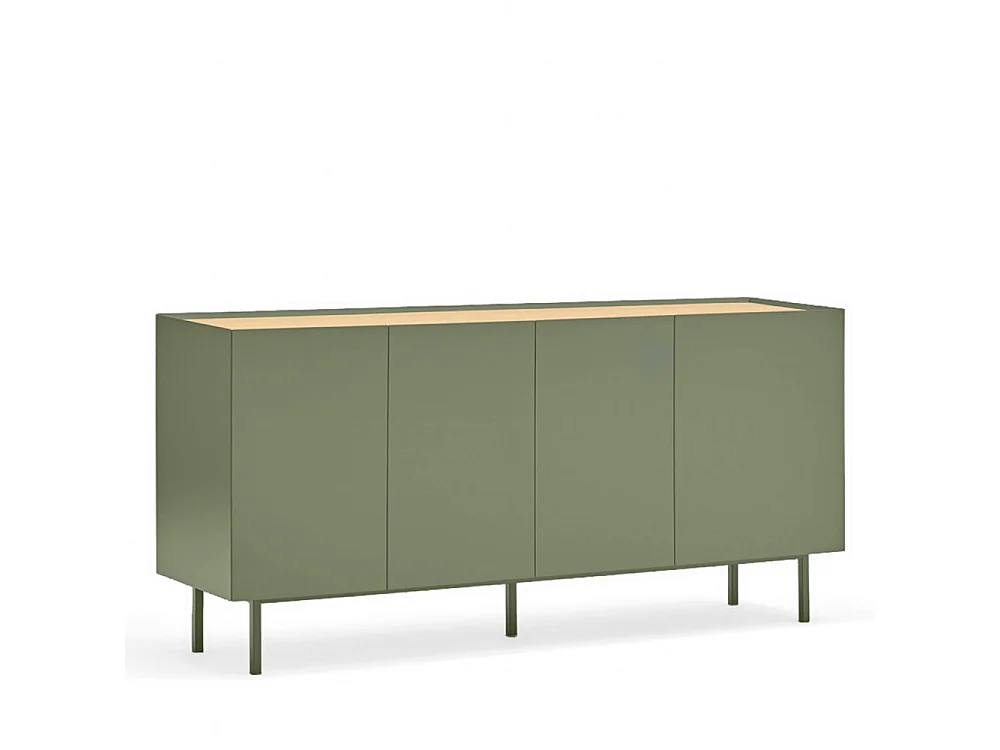 Arista - Buffet en bois 4 portes 3 tiroirs L165cm : Couleur - Vert amande