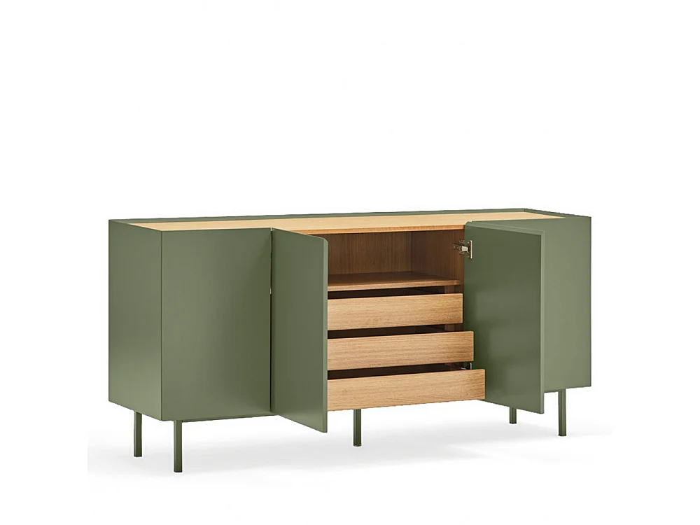 Arista - Buffet en bois 4 portes 3 tiroirs L165cm : Couleur - Vert amande