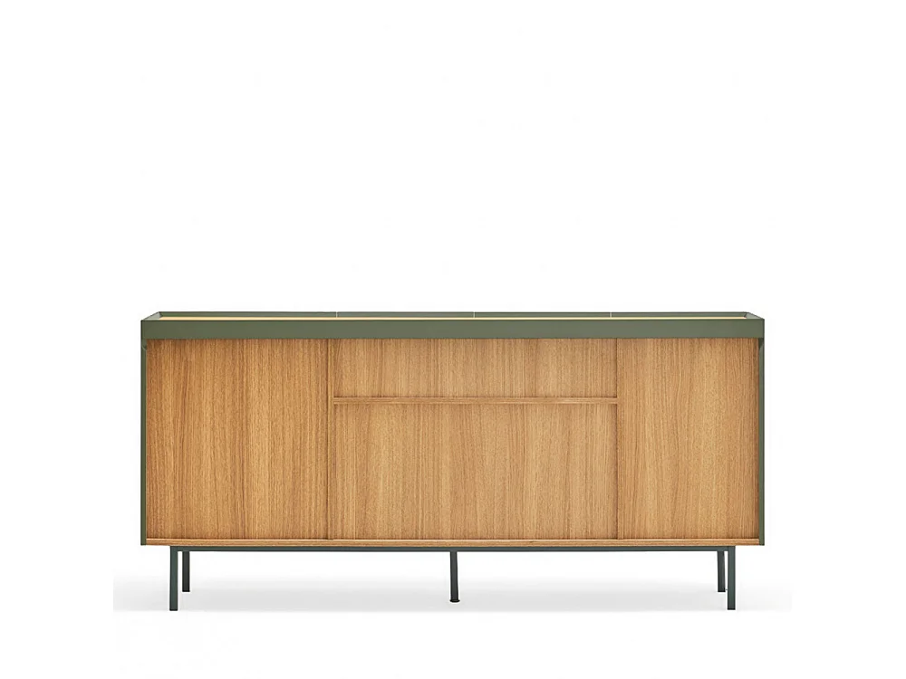 Arista - Buffet en bois 4 portes 3 tiroirs L165cm : Couleur - Vert amande