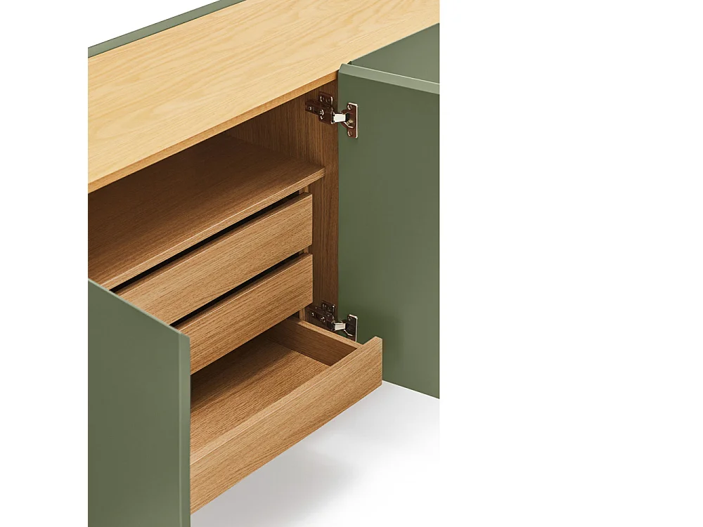 Arista - Buffet en bois 4 portes 3 tiroirs L165cm : Couleur - Vert amande