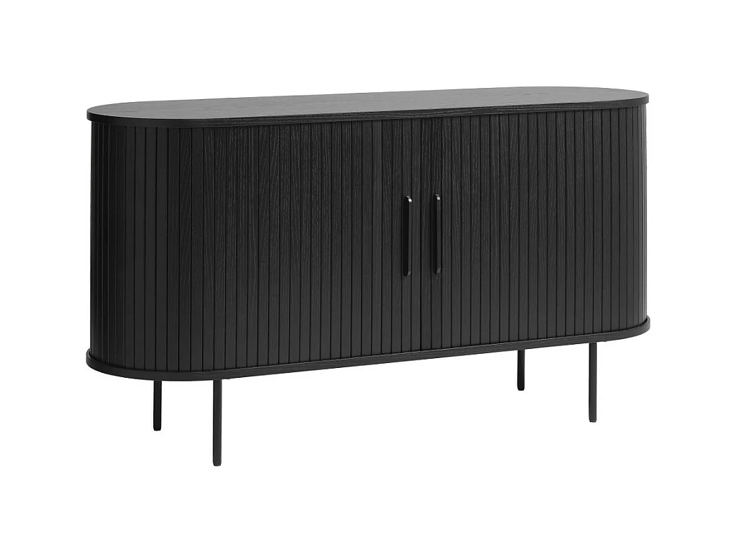 Alicia - Buffet 2 portes aux angles arrondis en bois et métal L140cm - Noir