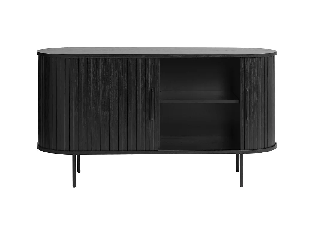 Alicia - Buffet 2 portes aux angles arrondis en bois et métal L140cm - Noir