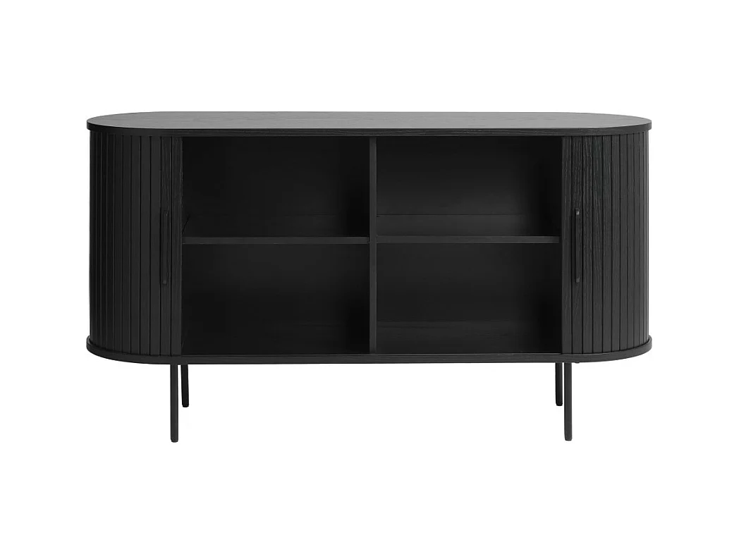 Alicia - Buffet 2 portes aux angles arrondis en bois et métal L140cm - Noir