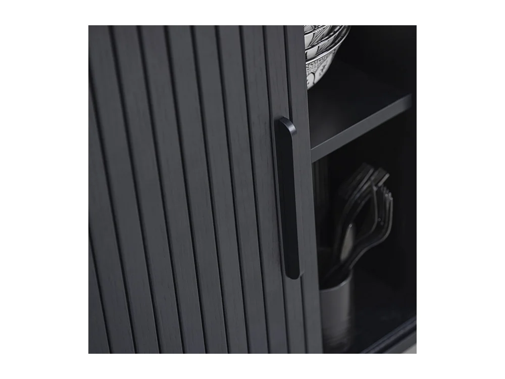 Alicia - Buffet 2 portes aux angles arrondis en bois et métal L140cm - Noir