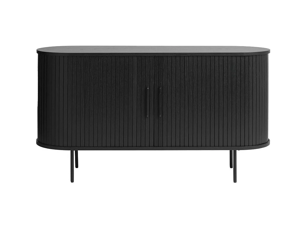 Alicia - Buffet 2 portes aux angles arrondis en bois et métal L140cm - Noir
