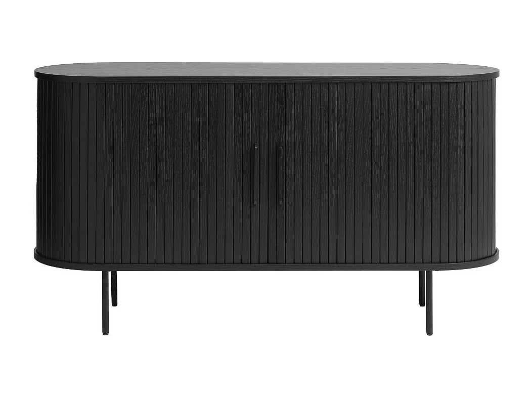 Alicia - Buffet 2 portes aux angles arrondis en bois et métal L140cm - Noir