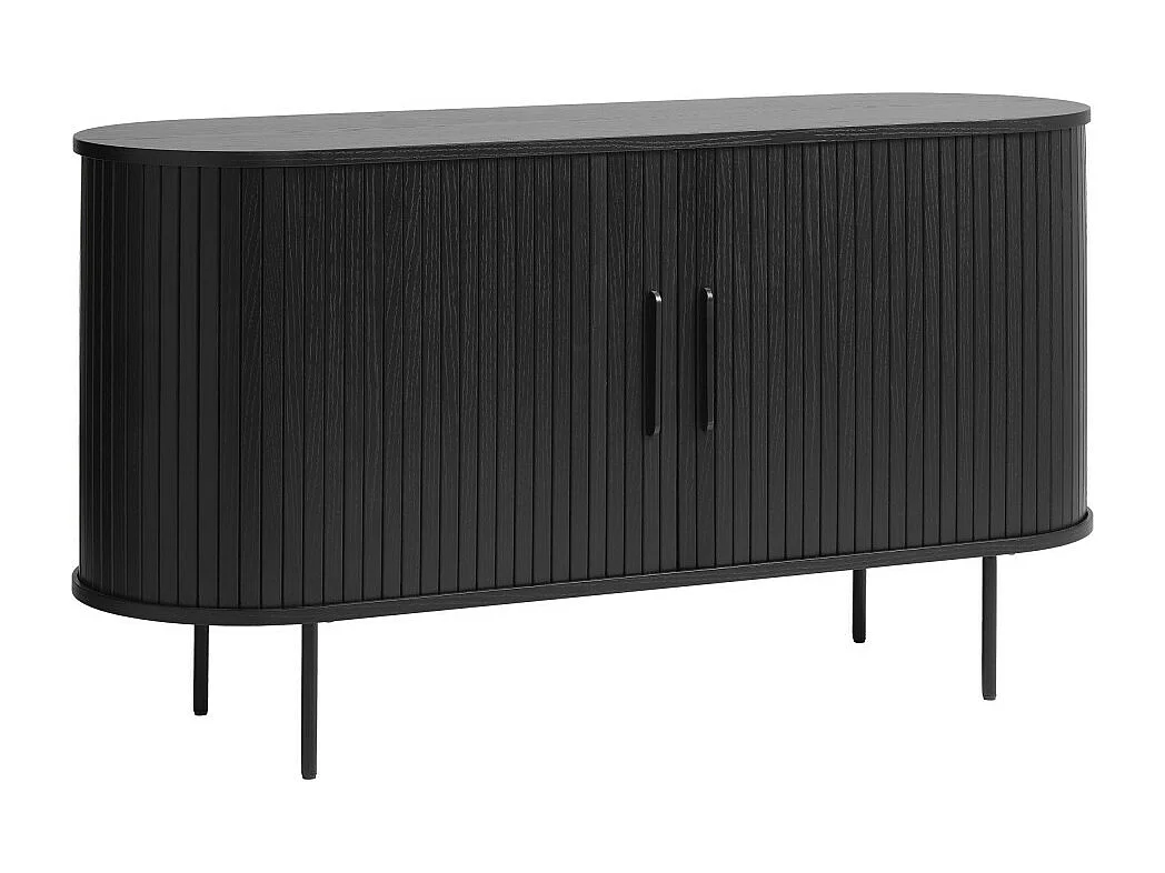 Alicia - Buffet 2 portes aux angles arrondis en bois et métal L140cm - Noir