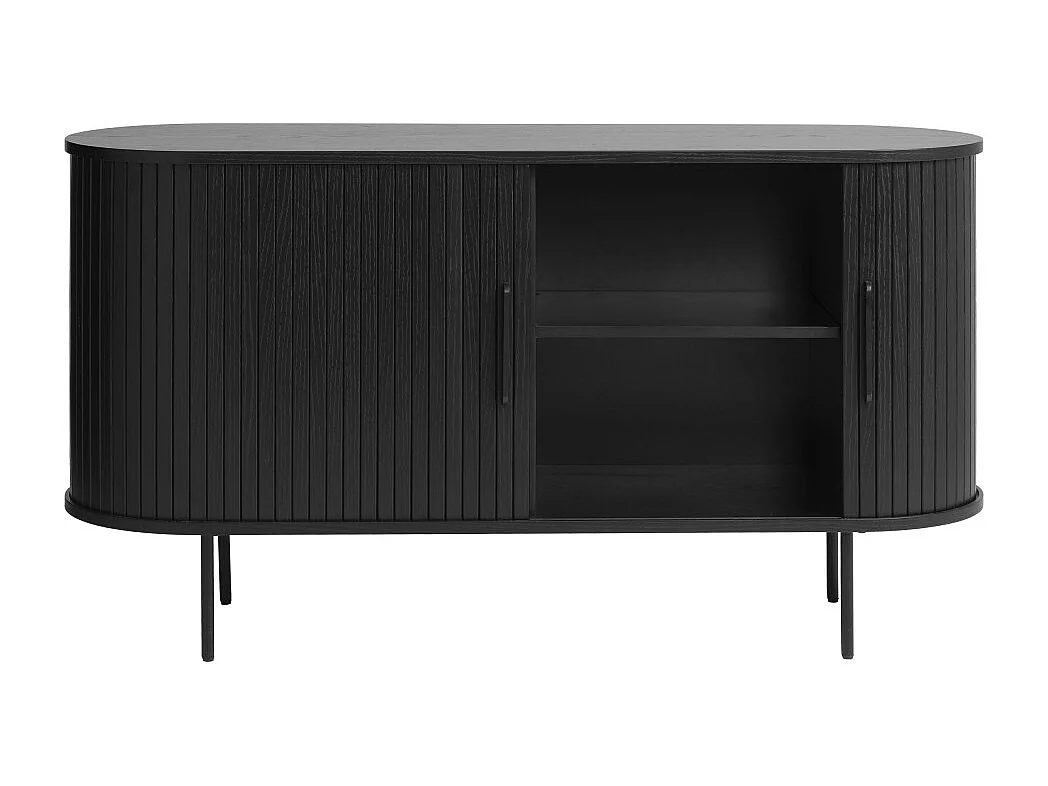 Alicia - Buffet 2 portes aux angles arrondis en bois et métal L140cm - Noir