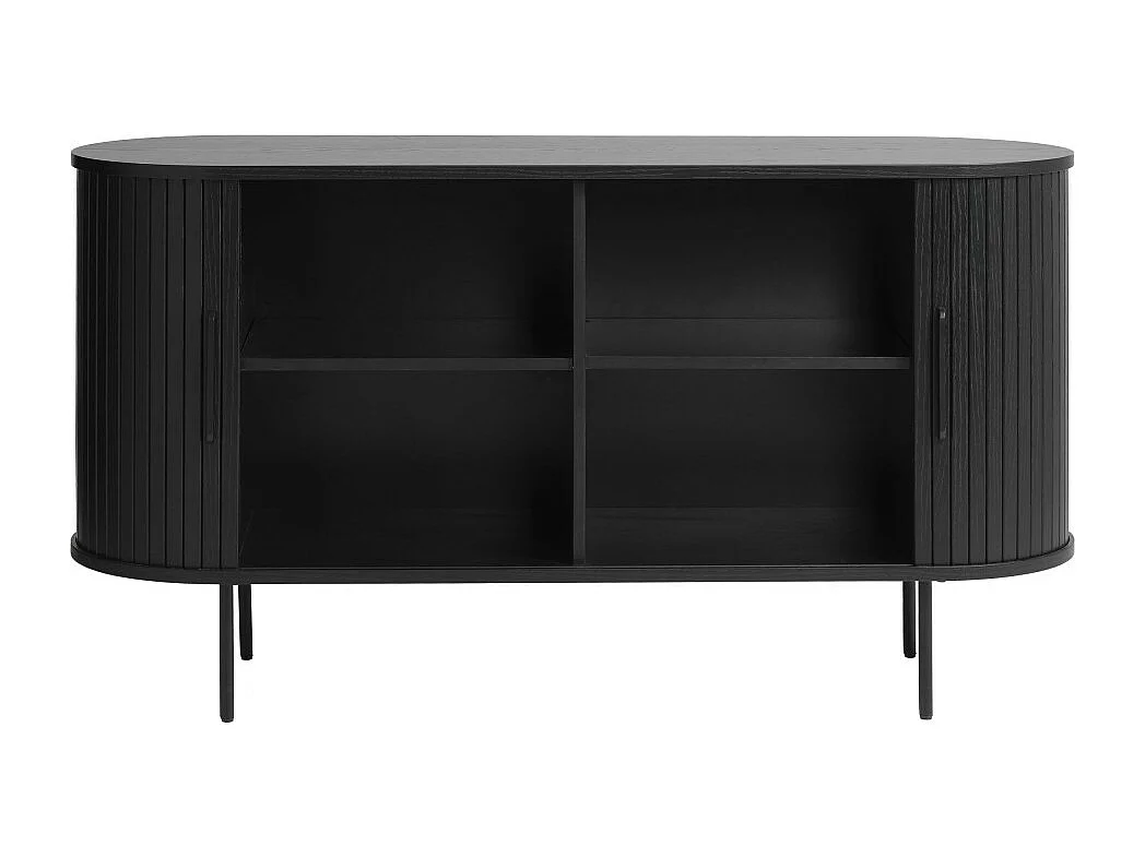 Alicia - Buffet 2 portes aux angles arrondis en bois et métal L140cm - Noir