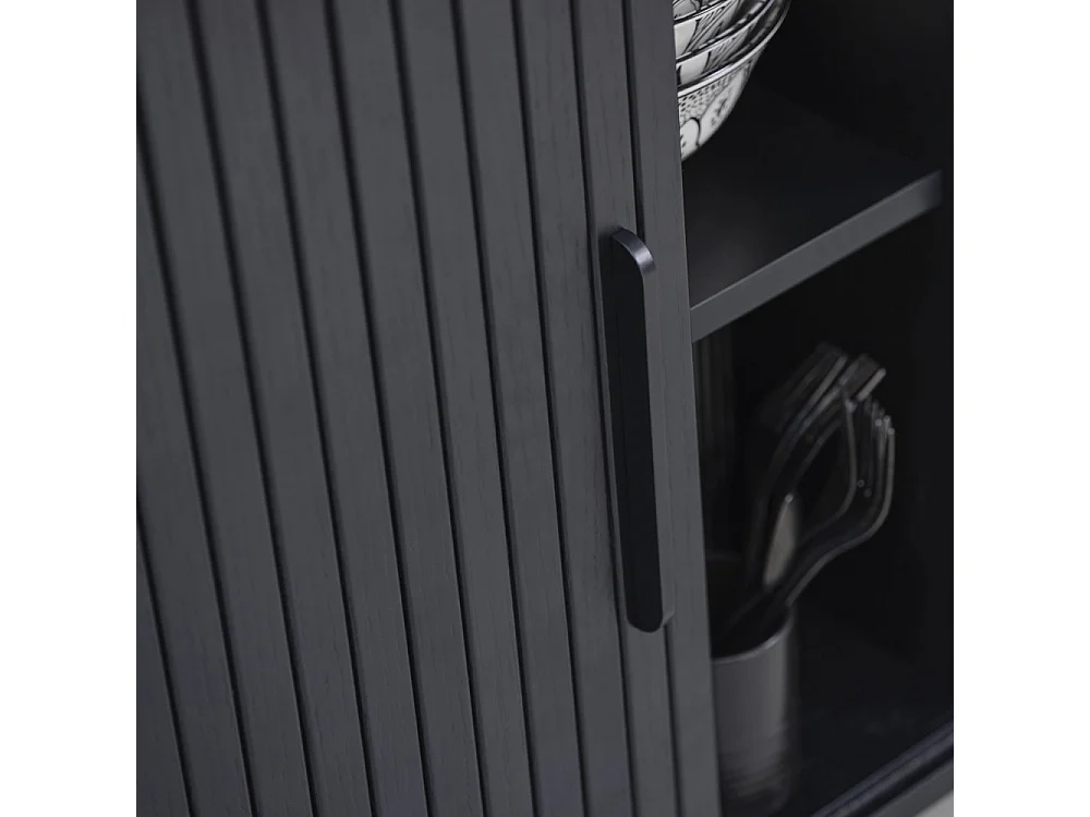 Alicia - Buffet 2 portes aux angles arrondis en bois et métal L140cm - Noir