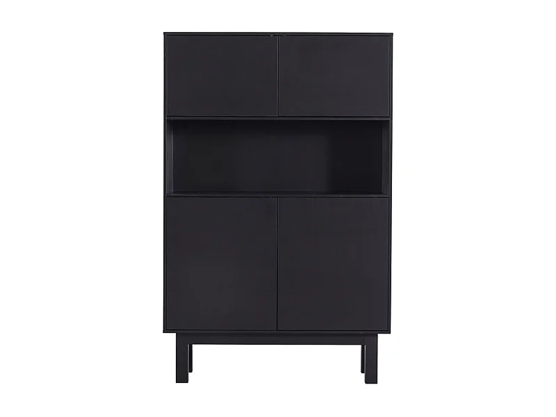 Finca - Buffet haut en bois massif de pin L110cm - Noir