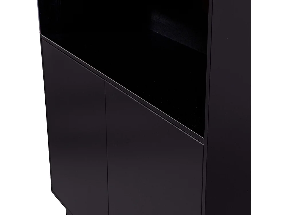 Finca - Buffet haut en bois massif de pin L110cm - Noir