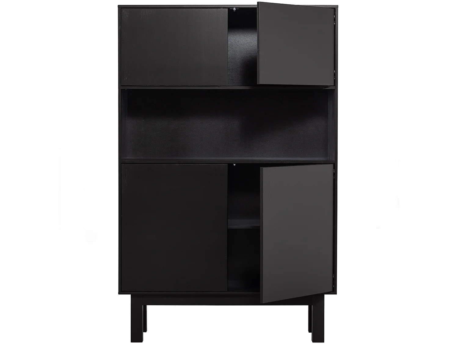 Finca - Buffet haut en bois massif de pin L110cm - Noir