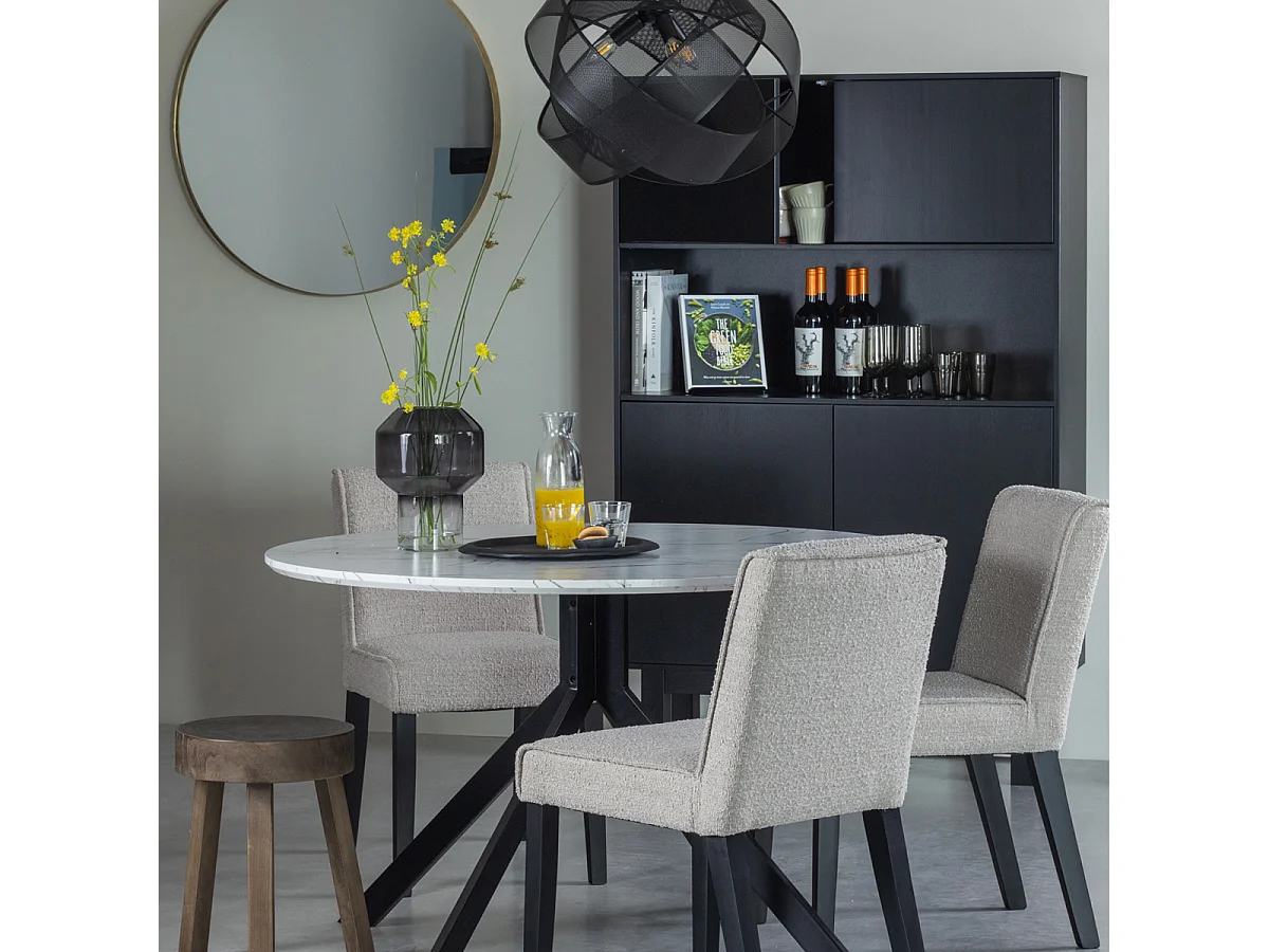 Finca - Buffet haut en bois massif de pin L110cm - Noir