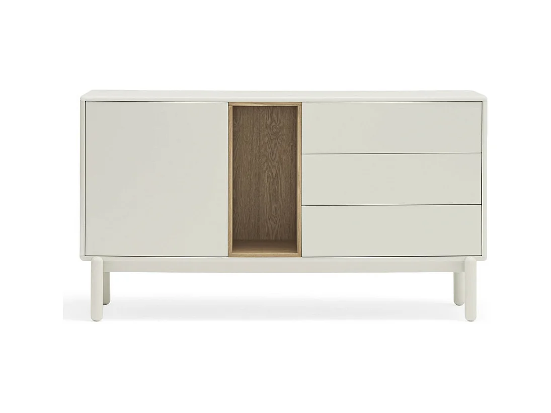 Corvo - Buffet 1 porte 3 tirois en bois L136,8cm : Couleur - Blanc