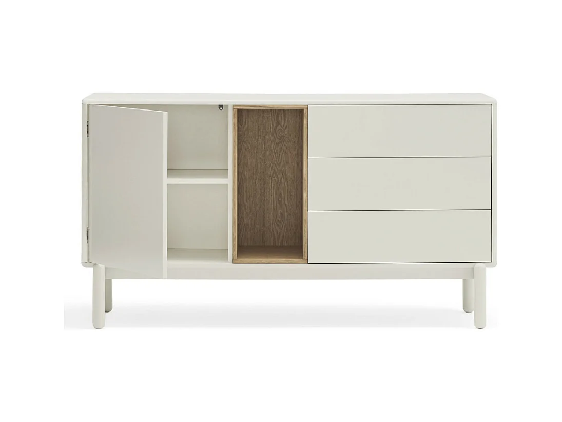 Corvo - Buffet 1 porte 3 tirois en bois L136,8cm : Couleur - Blanc