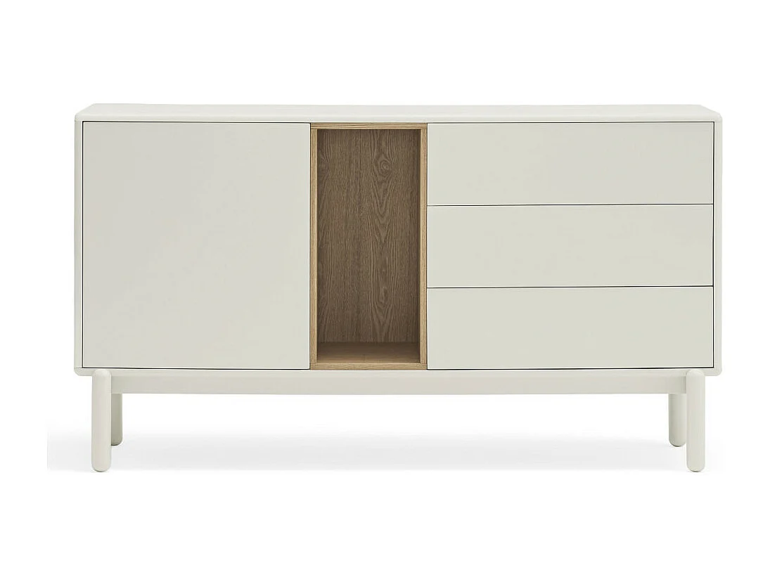 Corvo - Buffet 1 porte 3 tirois en bois L136,8cm : Couleur - Blanc