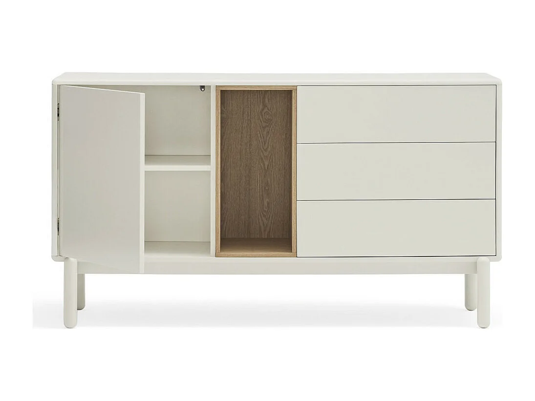 Corvo - Buffet 1 porte 3 tirois en bois L136,8cm : Couleur - Blanc