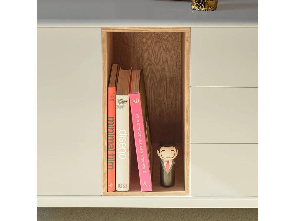 Corvo - Buffet 1 porte 3 tirois en bois L136,8cm : Couleur - Blanc