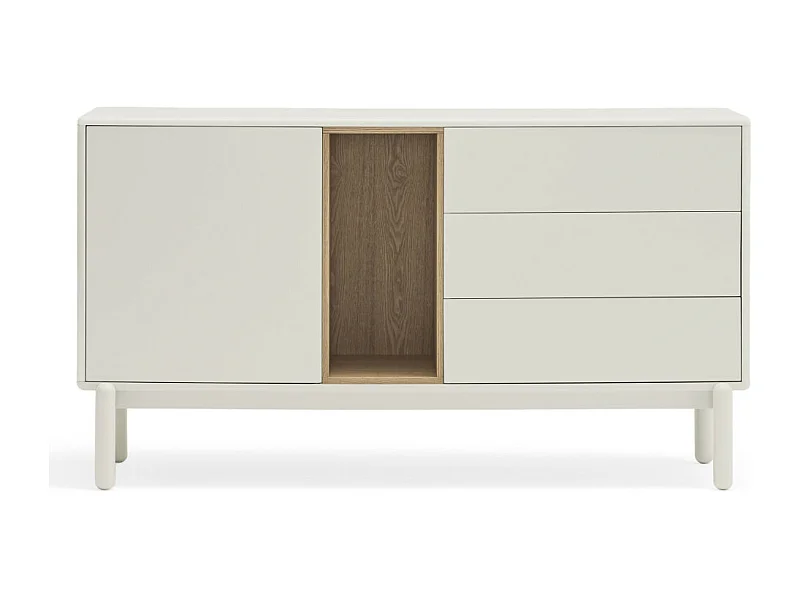 Corvo - Buffet 1 porte 3 tirois en bois L136,8cm : Couleur - Blanc