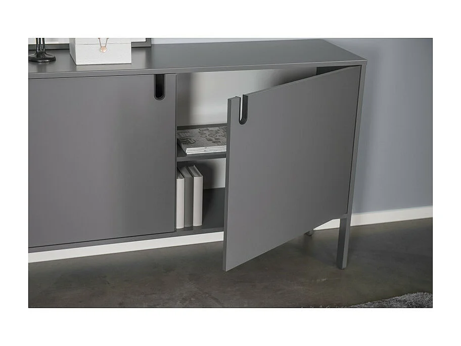 Uno - Buffet en bois 2 portes L148cm : Couleur - Gris anthracite