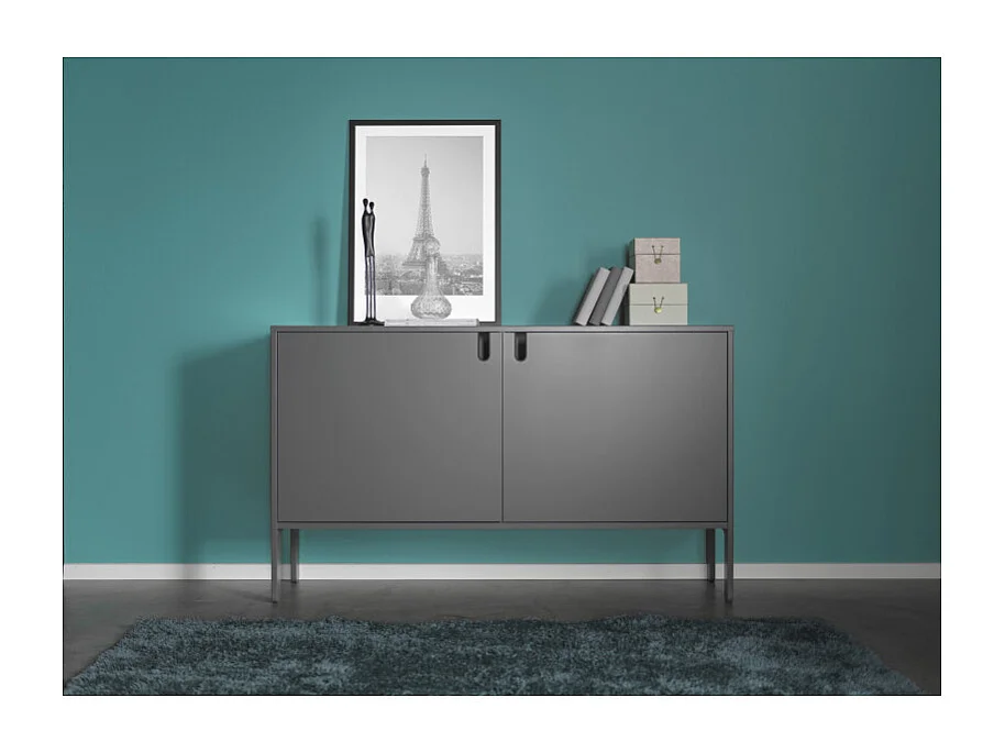 Uno - Buffet en bois 2 portes L148cm : Couleur - Gris anthracite