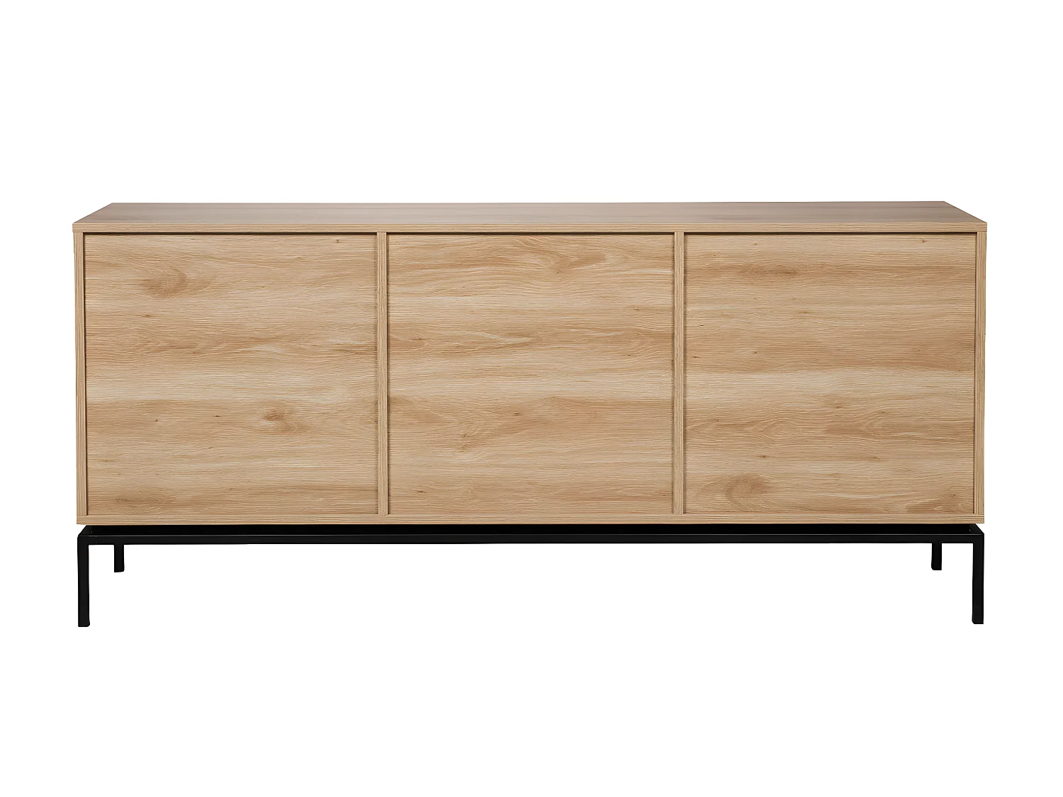 Krokom - Buffet 2 portes 3 tiroirs en bois et métal L180cm : Couleur - Bois clair