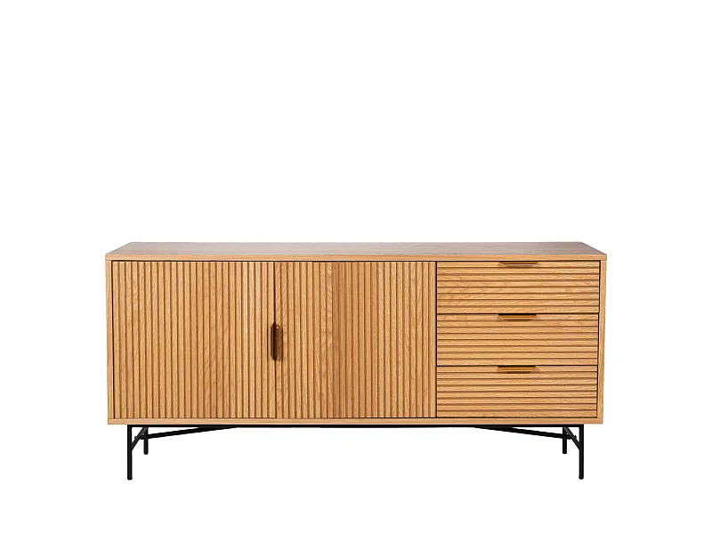 Sveg - Buffet 2 portes 3 tiroirs en bois L160cm : Couleur - Bois clair