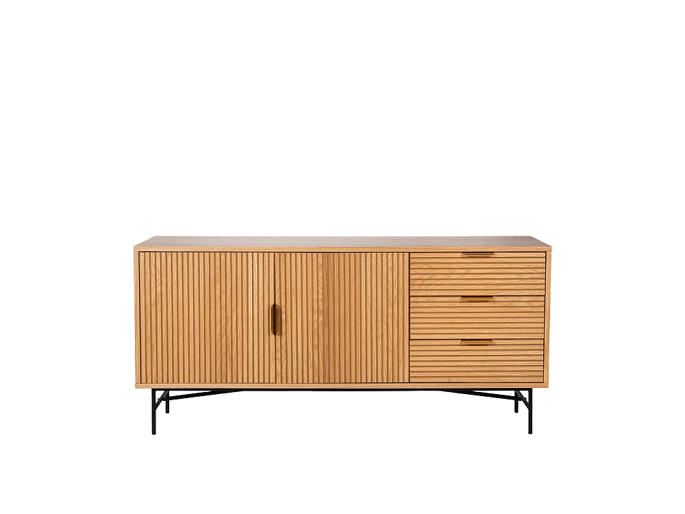 Sveg - Buffet 2 portes 3 tiroirs en bois L160cm : Couleur - Bois clair