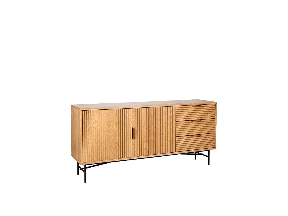 Sveg - Buffet 2 portes 3 tiroirs en bois L160cm : Couleur - Bois clair