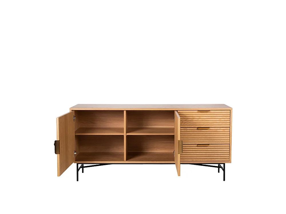 Sveg - Buffet 2 portes 3 tiroirs en bois L160cm : Couleur - Bois clair