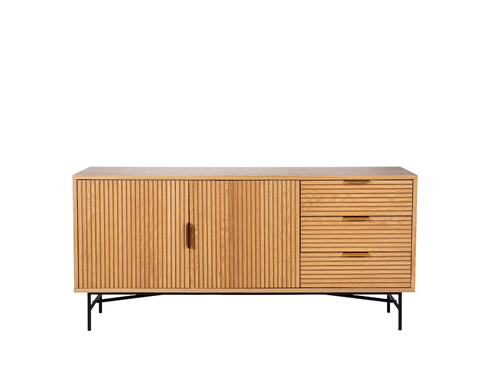 Sveg - Buffet 2 portes 3 tiroirs en bois L160cm : Couleur - Bois clair