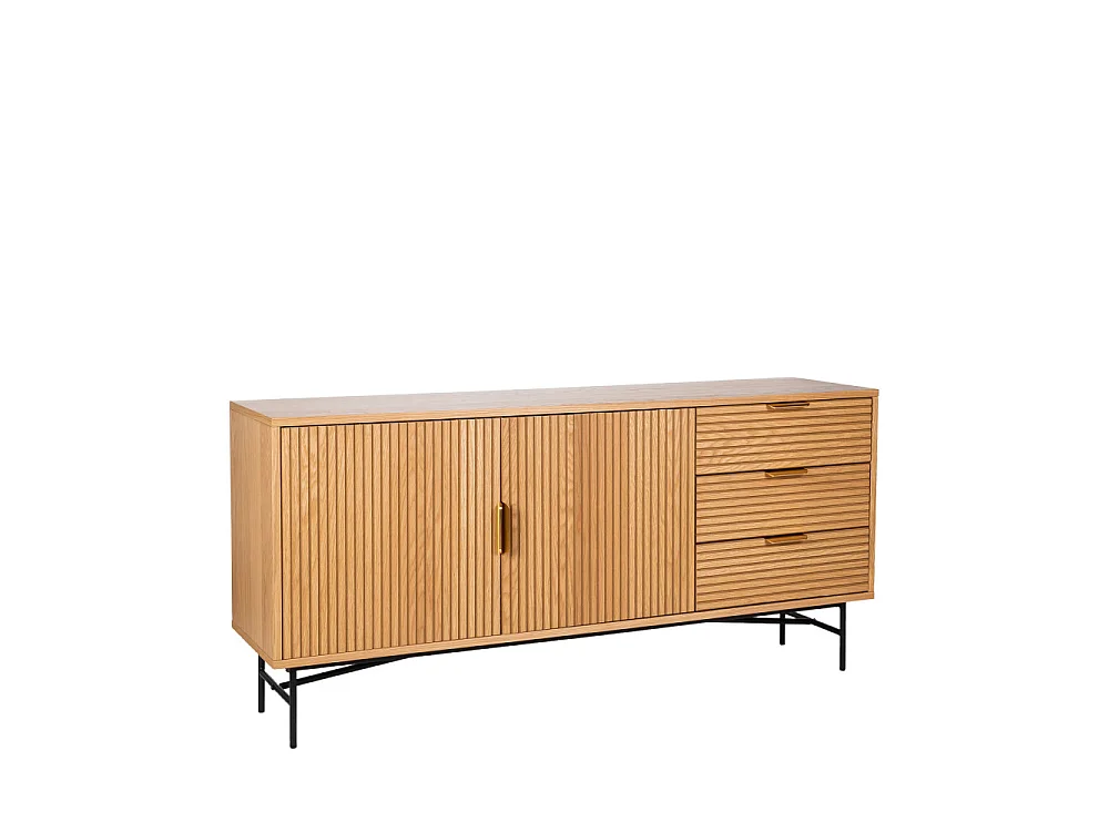 Sveg - Buffet 2 portes 3 tiroirs en bois L160cm : Couleur - Bois clair