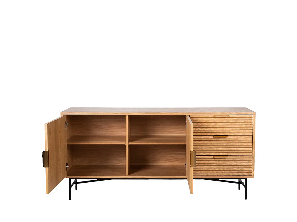 Sveg - Buffet 2 portes 3 tiroirs en bois L160cm : Couleur - Bois clair