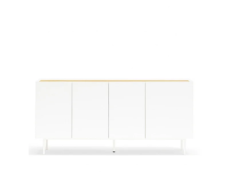 Arista - Buffet en bois 4 portes 3 tiroirs L165cm : Couleur - Blanc
