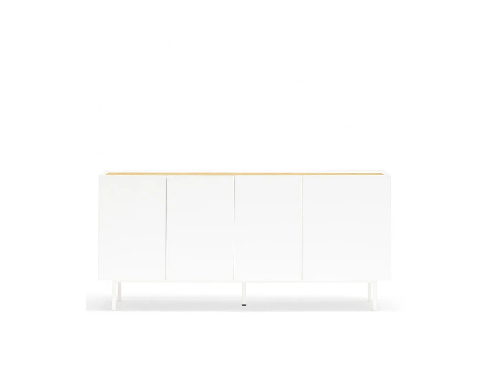Arista - Buffet en bois 4 portes 3 tiroirs L165cm : Couleur - Blanc