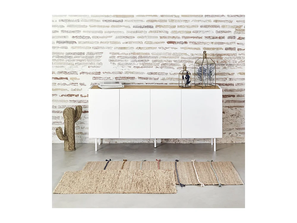 Arista - Buffet en bois 4 portes 3 tiroirs L165cm : Couleur - Blanc