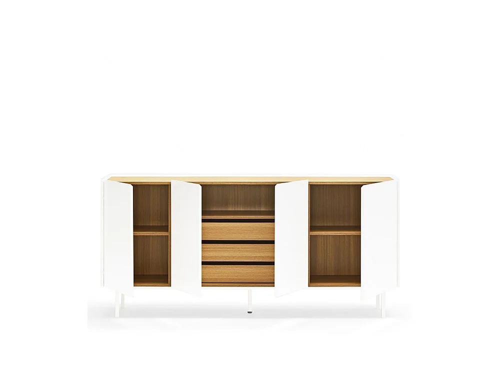 Arista - Buffet en bois 4 portes 3 tiroirs L165cm : Couleur - Blanc